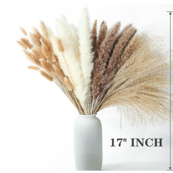 100 PCS Boho Pampas Grass Tails Dried Flowers - Picture 3 of 7